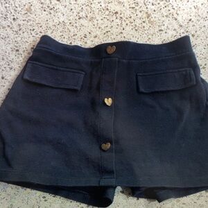 Charming Black Skort with Heart Buttons